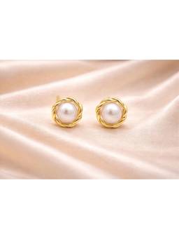 Miora - Gold Pearl Knot Studs Earring
