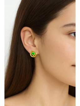 Miora - Gold Clover Circle Stud Earrings