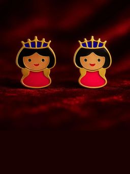 Miora - Red Little Princess Enamel Stud Earrings