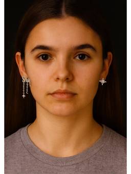Miora - Silver Mismatched “STAR” Celestial Dangle Earrings