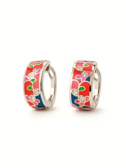 Miora - Red Red-Purple Enamel Floral Earrings