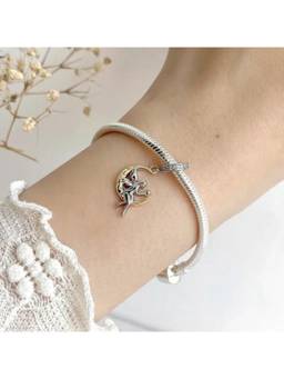 Miora - Silver Fairy On Crescent Moon Charm
