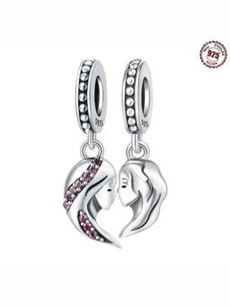 Miora - Silver Mother and Daughter Heart Charms