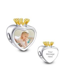 Miora - Silver Crown Heart Photo Charm