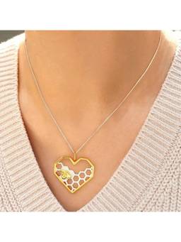 Miora - Gold Honeycomb Heart Bee Pendant Necklace