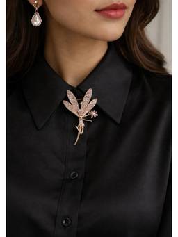 Miora - Rose Gold Rose Fairy Brooch