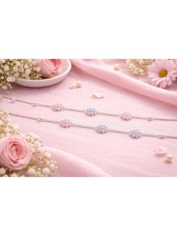 Miora - Silver Dual-Tone Floral Anklet