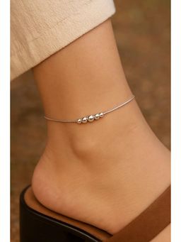 Miora - Silver Textured Multi Beaded Anklet