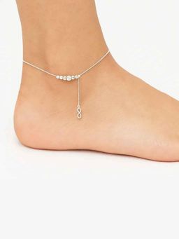 Miora - Silver Bindiya Beaded Anklet