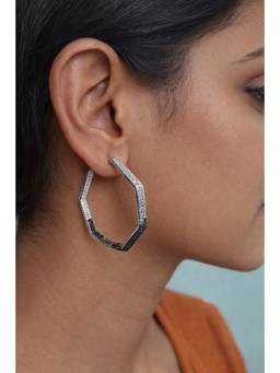 Miora - Silver Geometric Hoops Earrings