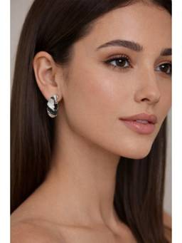 Miora - Silver Twisted Hoops Earrings