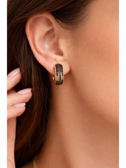 Miora - Rose Gold Pave Rectangle Earrings