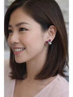 Miora - Pink Ruby Floral Stud Earrings