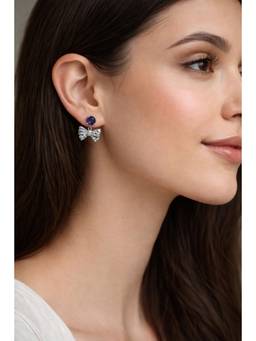 Miora - Silver Bow Stone Earring