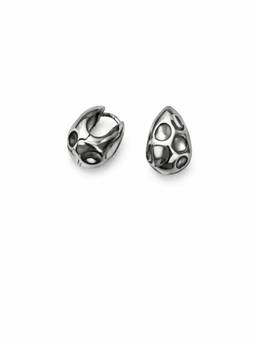 Miora - Silver Textured Hollow Hoops Earrings