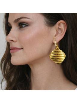 Miora - Gold Square Hanging Earrrings