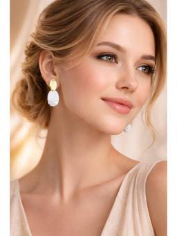 Miora - Gold Oval Hanging Earrings