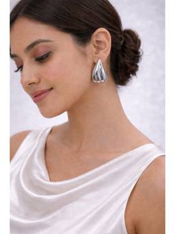 Miora - Silver Upside Down Heart Earrings