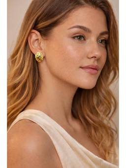 Miora - Gold Textured Disc Earrings