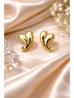 Miora - Gold Curved Heart Earrings