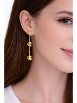 Miora - Gold Hanging Hearts Earrings
