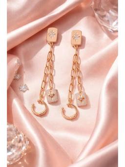 Miora - Gold Danglers Link Earrings