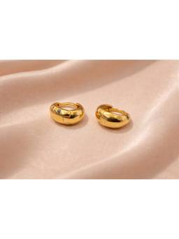 Miora - Gold Colored Gems Huggie Earrings