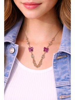Miora - Pink Butterfly Layered Necklace