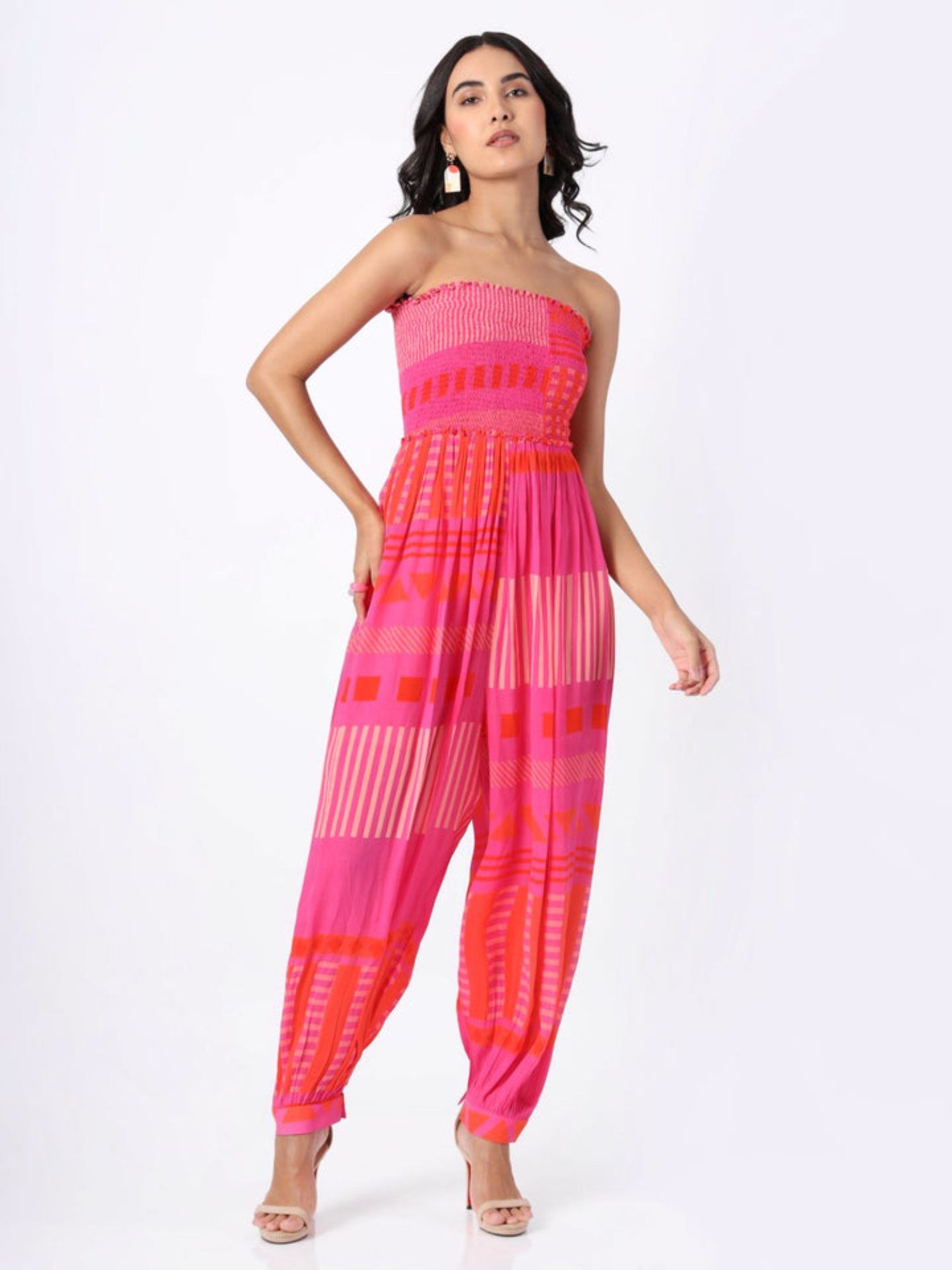 Pink Geometric Printed Jumpsuit-picture-22
