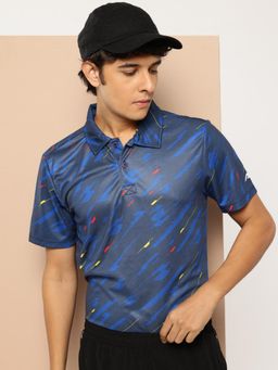 Alcis - Men Navy Blue Printed Polo T-shirt