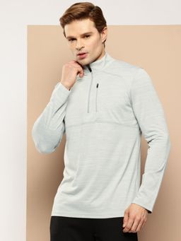 Alcis - Men Grey Zip Flex Textured T-shirt