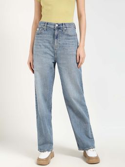 Calvin Klein - Women Blue Solid Loose Fit Jeans