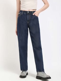 Calvin Klein - Women Blue Solid Straight Fit Jeans