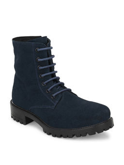 CARLO ROMANO - Solid Blue Leather Ankle Boot