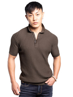 ROOKIES - Military Green Half Sleeves Flatknit Polo T-Shirt
