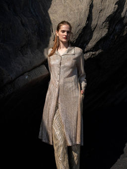 dash and dot - Beige Shimmering Longline Shirt