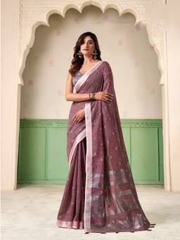URBAN PALLU - Women Refined Mauve Woven Silk Blend Saree