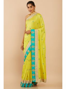 Soch - Women Green Silk Saree with Unstitched Blouse