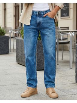 Styli - Mens Mid Wash Cotton Regular Fit Jeans