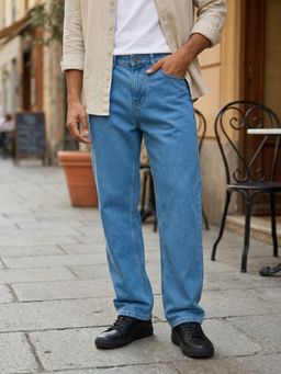 Styli - Mens Loose Fit Retro Style Acid Wash Jeans