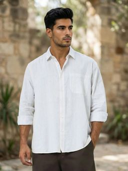 Styli - Blue Striped Relaxed Fit Spread Collar Full Sleeves Casual Shirt