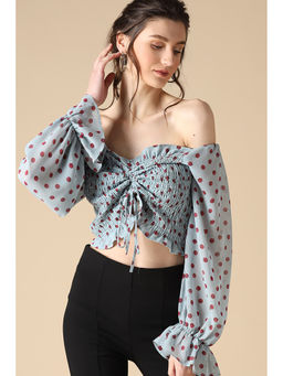 Gipsy - Grey Fashion Georgette Crop Top