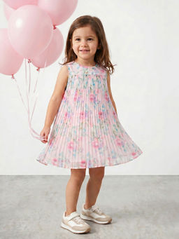 R&B - Pink Polyester Printed Girls Dresses