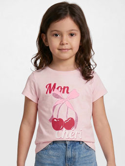 R&B - Pink Girls Printed Short Sleeves T-Shirt