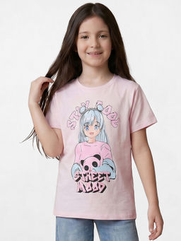 R&B - Pink Girls Printed Short Sleeves T-Shirt