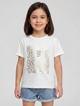 R&B - White Girls Printed Short Sleeves T-Shirt