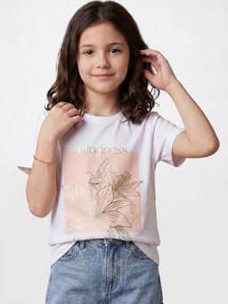 R&B - White Girls Printed Short Sleeves T-Shirt