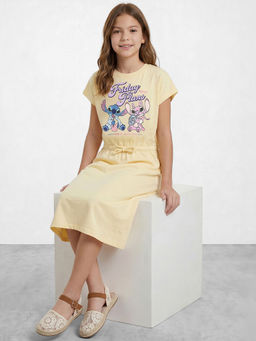 R&B - Yellow Cotton Printed Girls Dress