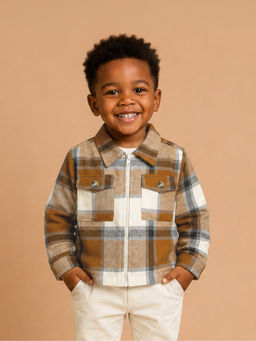 Mi Arcus - Check Zipper Flannel Shirt