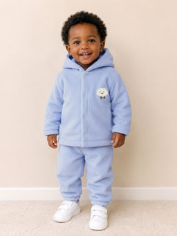 Mi Arcus - Solid Hooded Full Sleeves Sweatshirt And Joggers - Blue